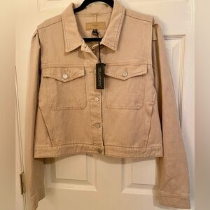 Blank NYC Tan Denim Puff Sleeve Jean Jacket NWT XL